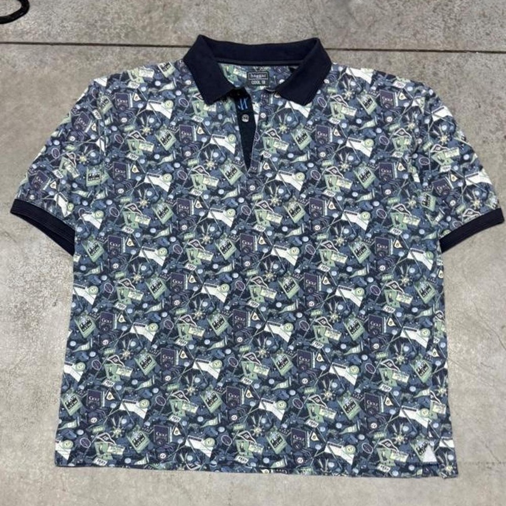 Vintage 90s Haggar Cool 18 Men's Abstract Vintage Golf Polo  Sz Large